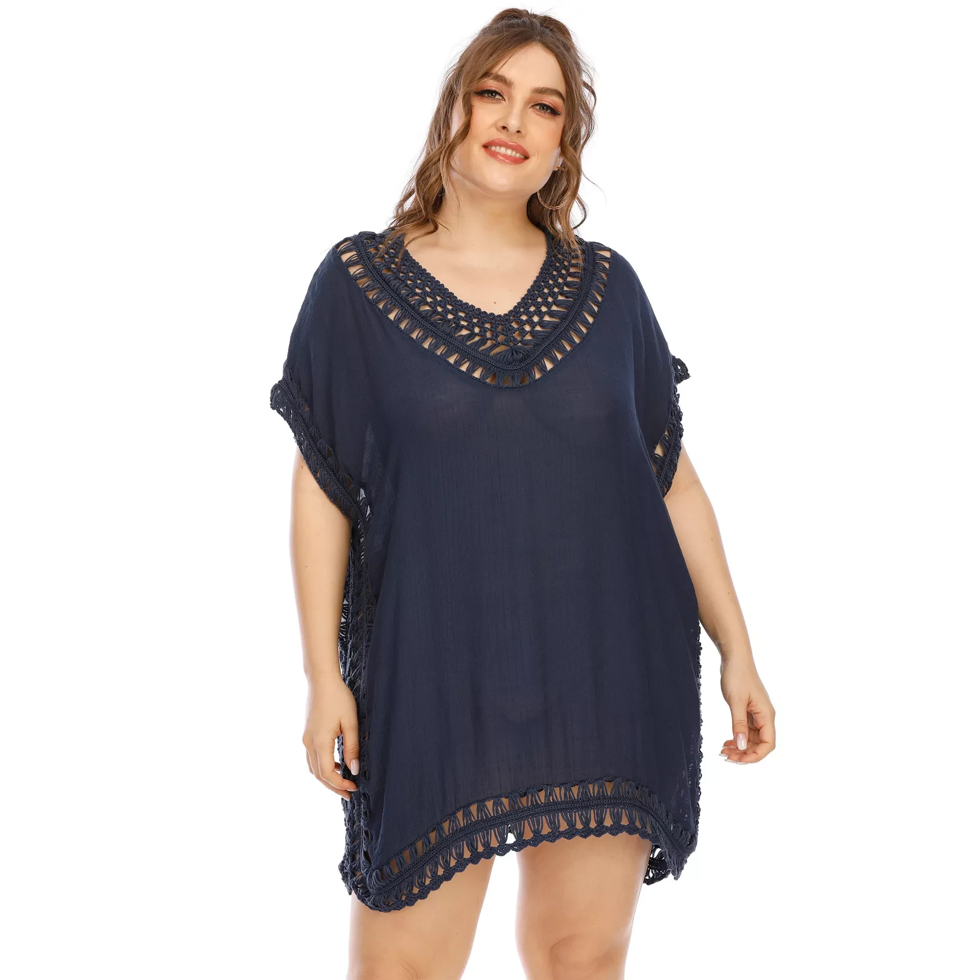 Women's Handmade V-Neck Patchwork Beach Dress